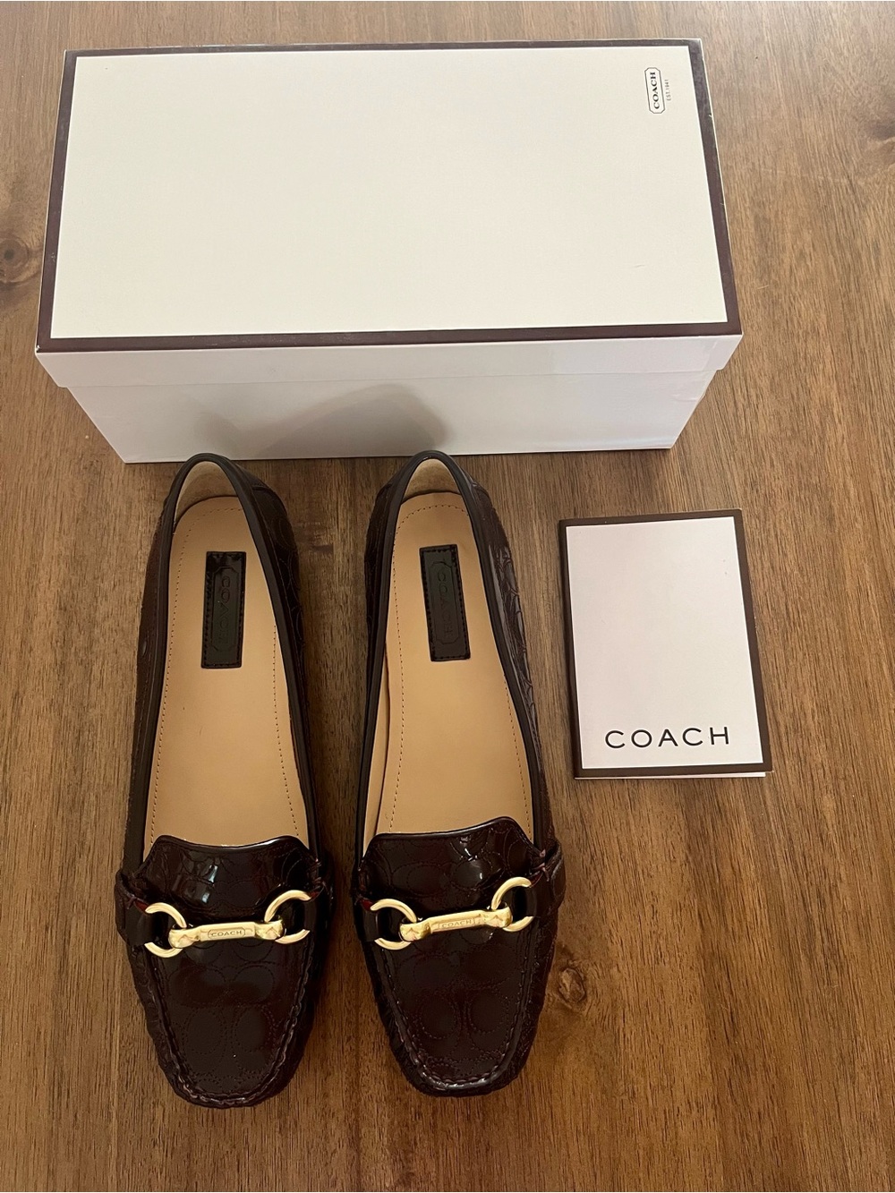 Coach Eve Patent Leather Loafers with Gold Hardware Size 8